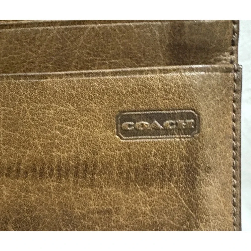Vintage Coach Brown Leather Envelope Wallet Gold Snap Card Holder